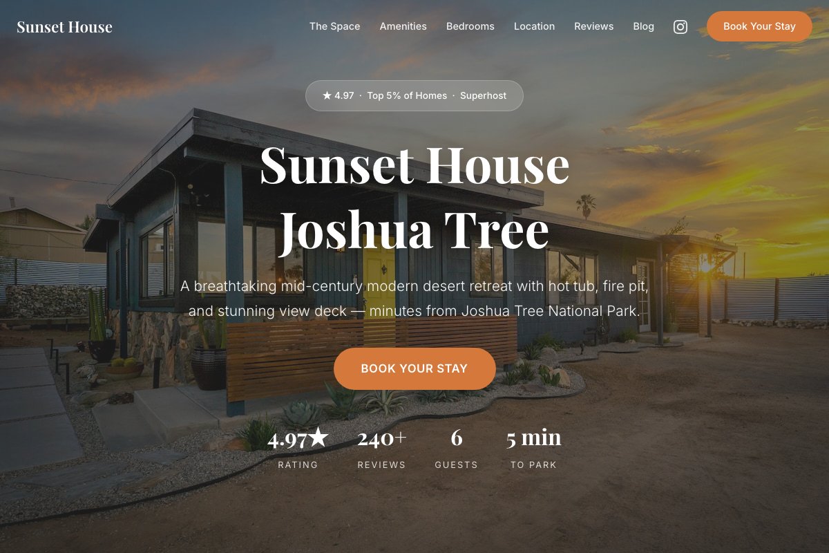JT Sunset House website